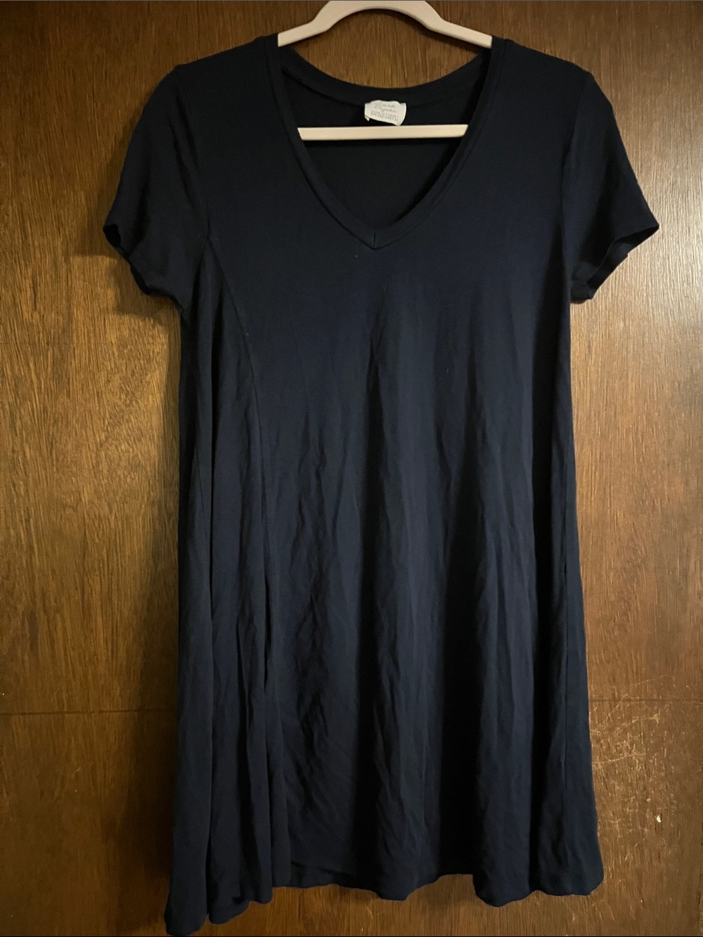 Zara Navy V-Neck Short Sleeve Swing Dress
